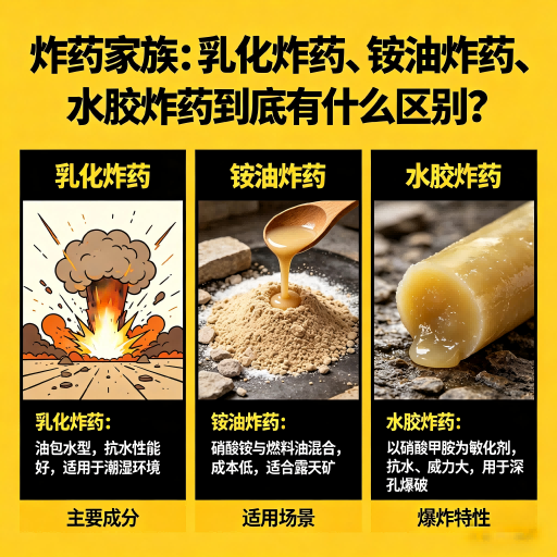 沙湖原种场炸药家族：乳化炸药、铵油炸药、水胶炸药到底有什么区别？